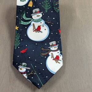 Hallmark Festive Snowman Tie with Red Accents
